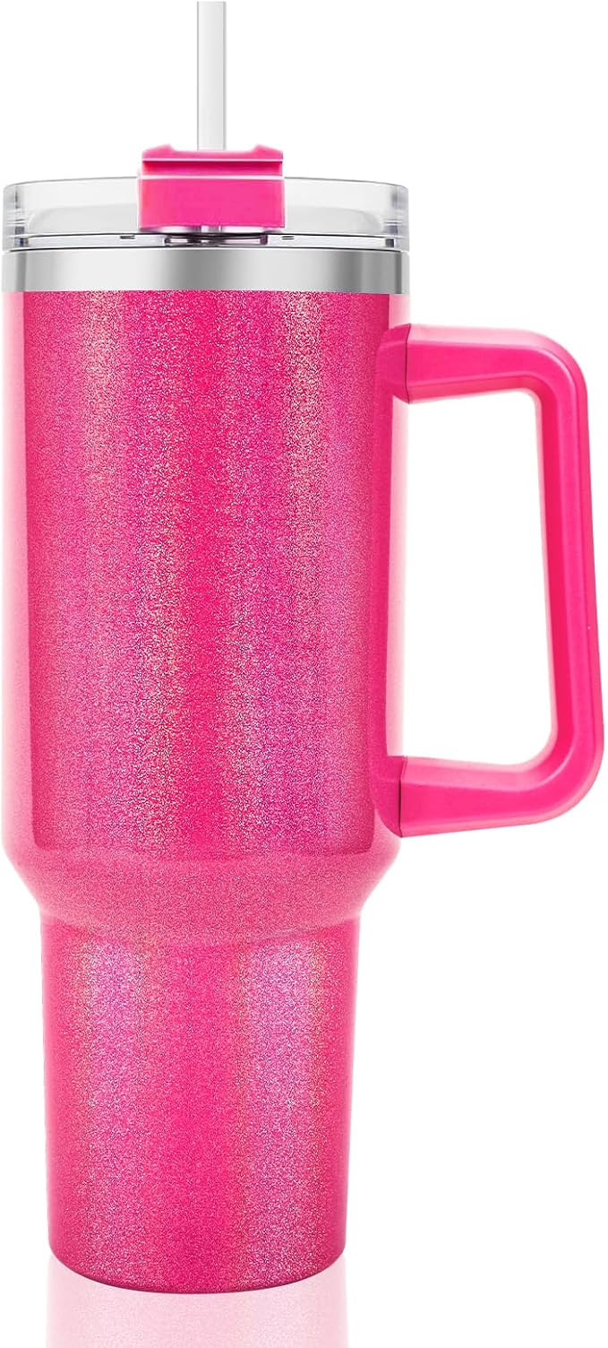 40 oz Tumbler with Handle and Straw Lid, Vacuum Insulated Leak Proof Double Walled Stainless Stee... | Amazon (US)