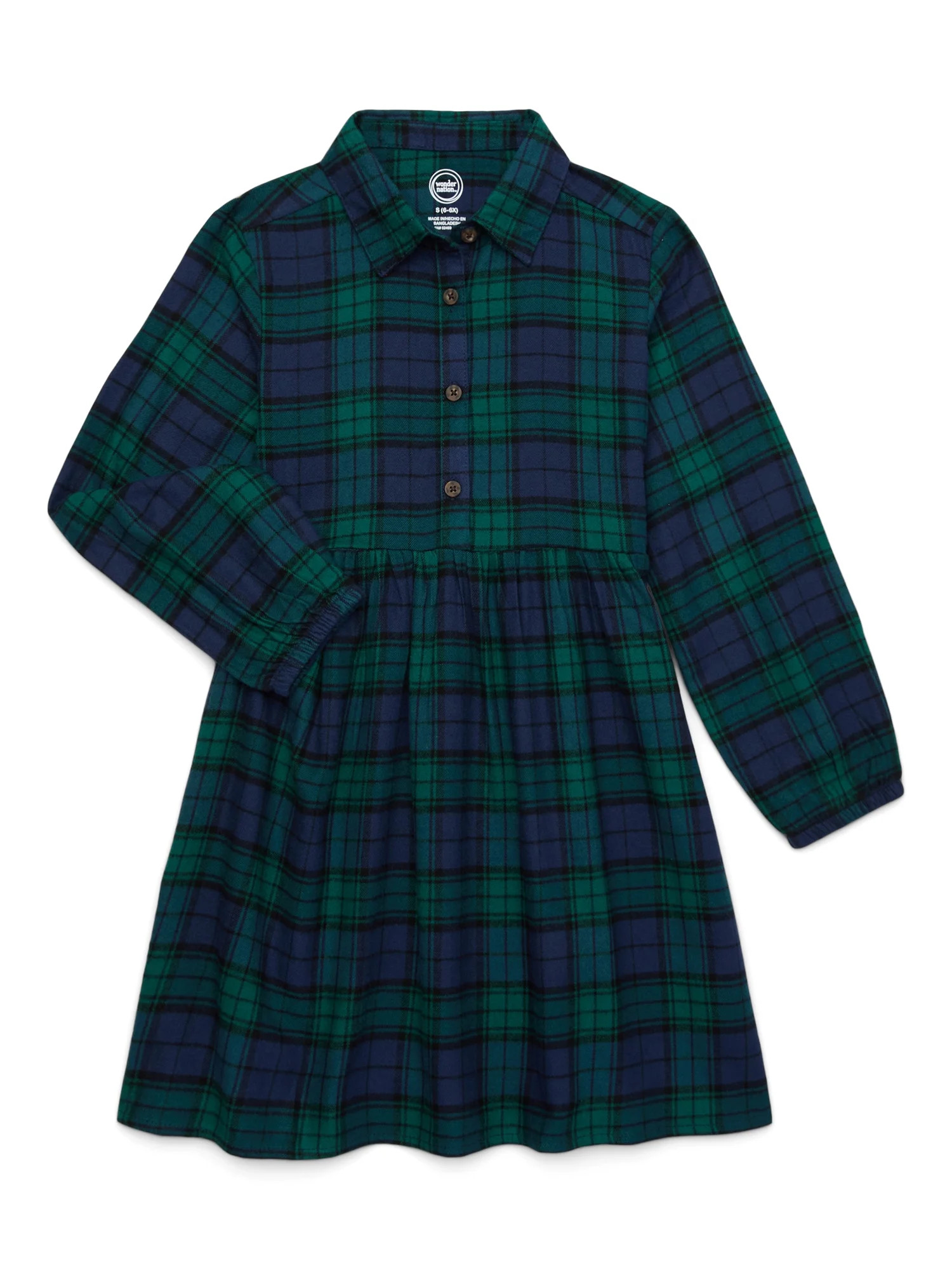 Wonder Nation Girls Flannel Shirt Dress, Sizes 4-18 & Plus - Walmart.com | Walmart (US)