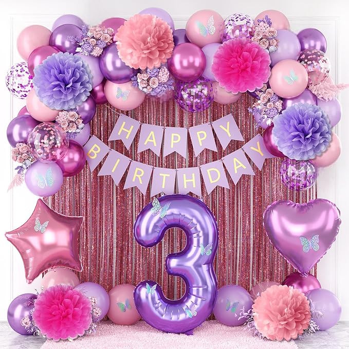 PINK PURPLE BIRTHDAY DECORATIONS: A dreamy blend of pastel purple, pink, magenta, and metallic to... | Amazon (US)