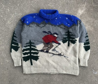 Vintage 90s Polo Ralph Lauren Ski Wool Sweater Medium Novelty RARE | eBay US