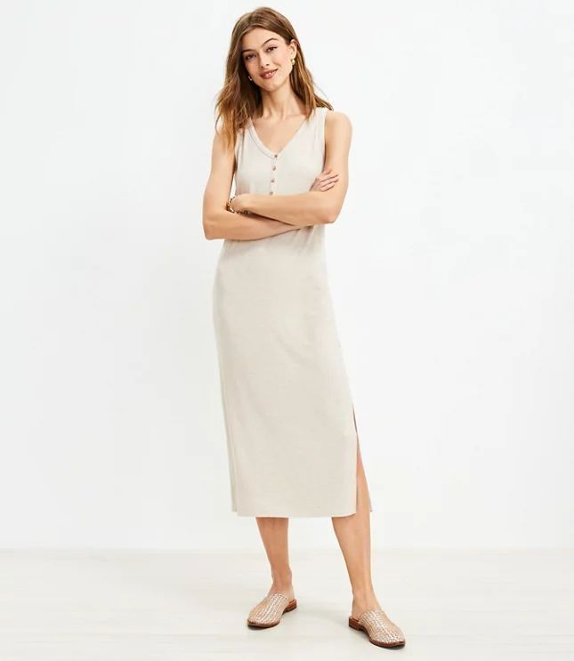 Heathered Henley Midi Dress | LOFT | LOFT