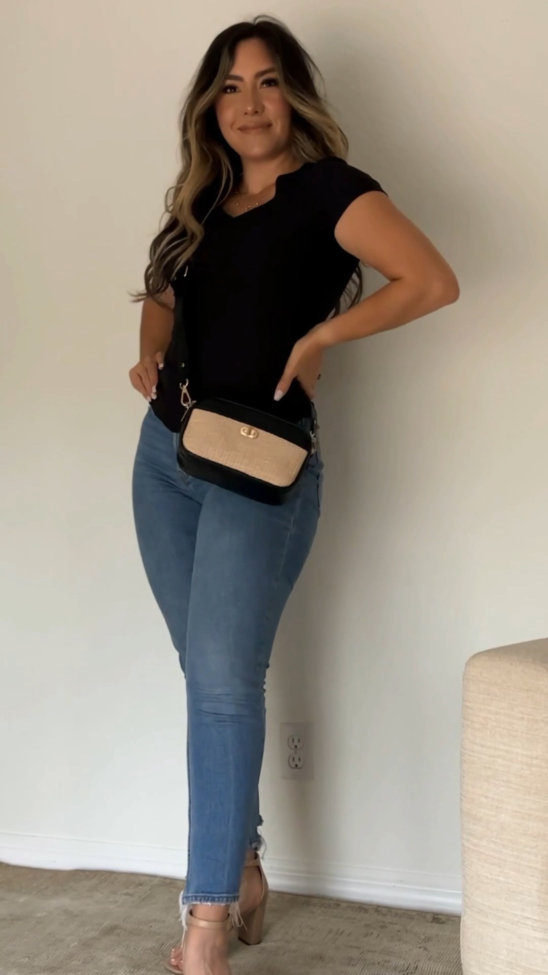 #WALMARTFASHION This No Boundaries Brushed V-Neck T-Shirt is an essential addition to your everyday wardrobe. #WALMARTPARTNER I am wearing a size Small, but I suggest you size up for a looser look. 

#LTKunder50 #LTKstyletip #LTKhome