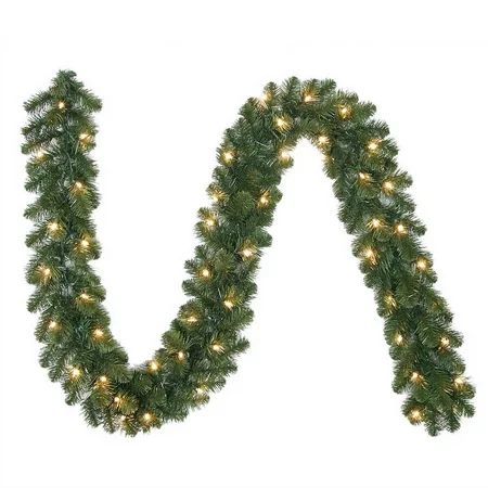 Holiday Time 9 Ft. Pre-Lit Madison Pine Artificial Christmas Garland, Clear Lights | Walmart (US)