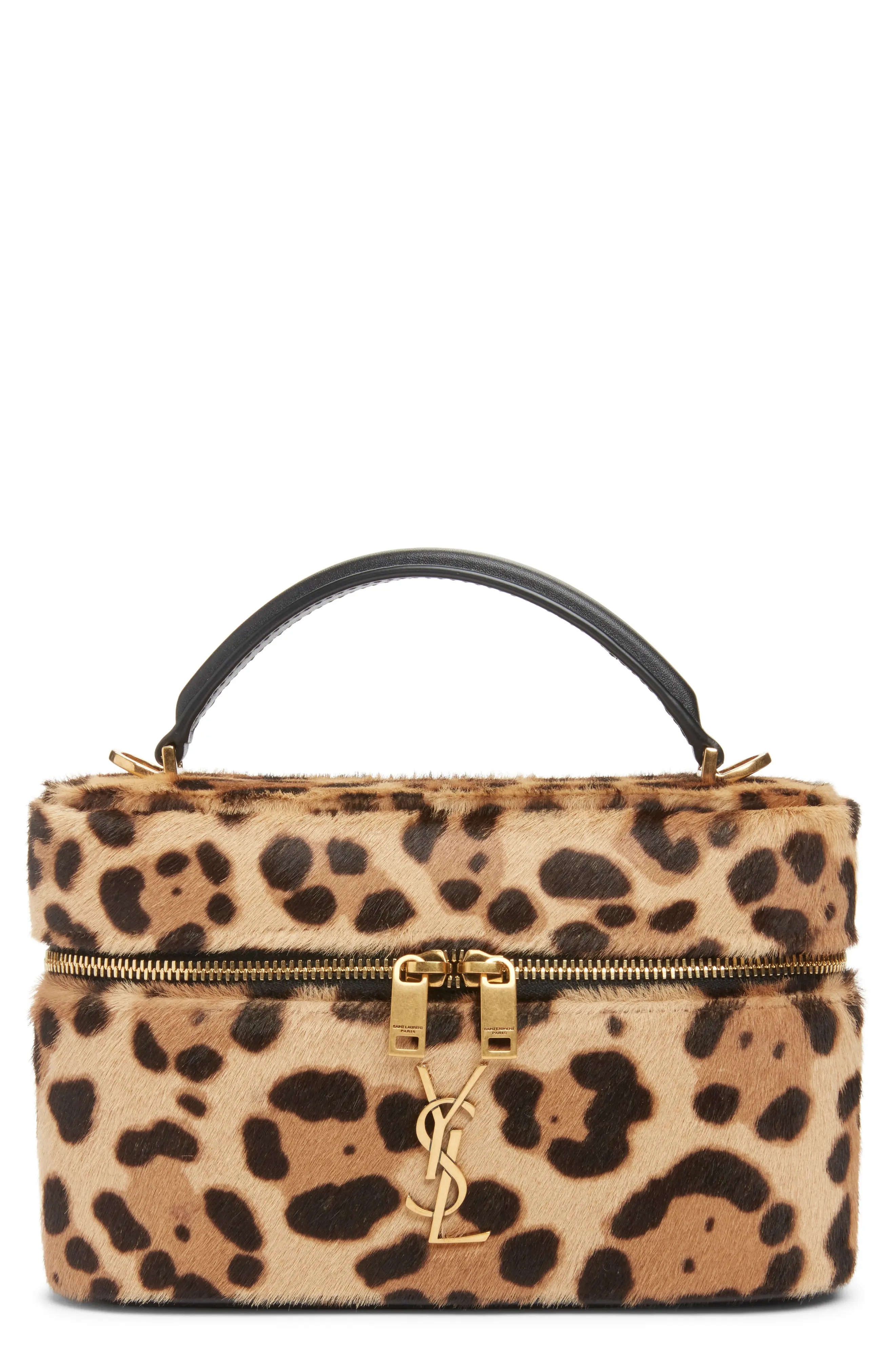 Saint Laurent Gaby Leopard Print Genuine Calf Hair Vanity Bag (Women) | Nordstrom | Nordstrom
