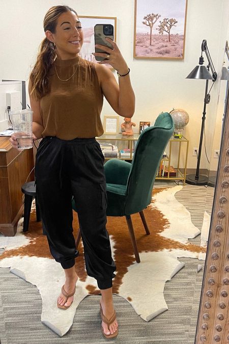 Obsessed with these silk cargo joggers! So easy to dress up for work or just wear with a tank top to run errands.. I always get so many compliments.. wearing a size small! 

#LTKSeasonal #LTKworkwear #LTKfamily