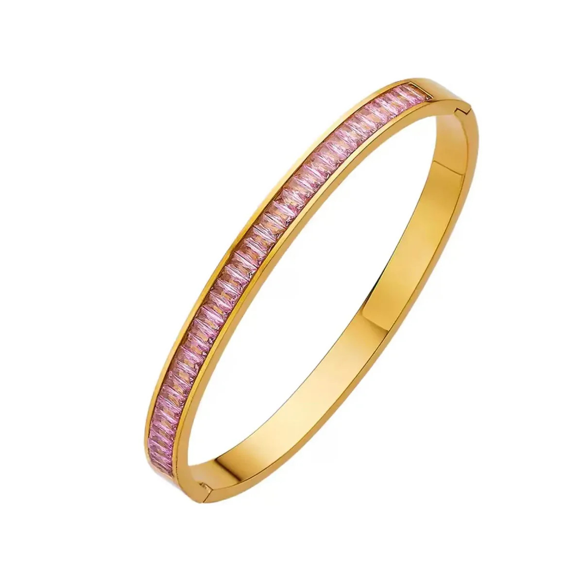 Pink Inset Crystal Bangle - Ahava J | Ahava Jewels