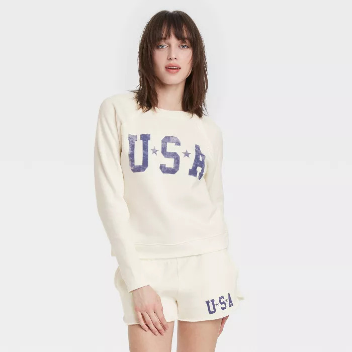 Women's USA Graphic Sweatshirt - White | Target