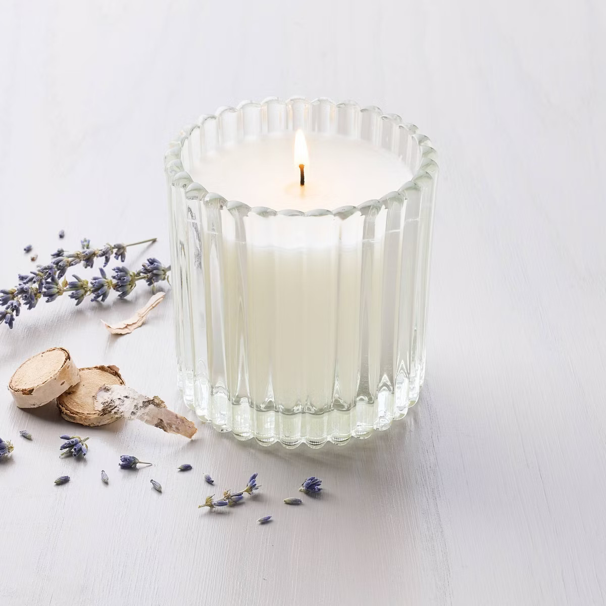 Ribbed Glass Lavender & Birch Jar Candle Clear 8.5oz - Hearth & Hand™ with Magnolia | Target