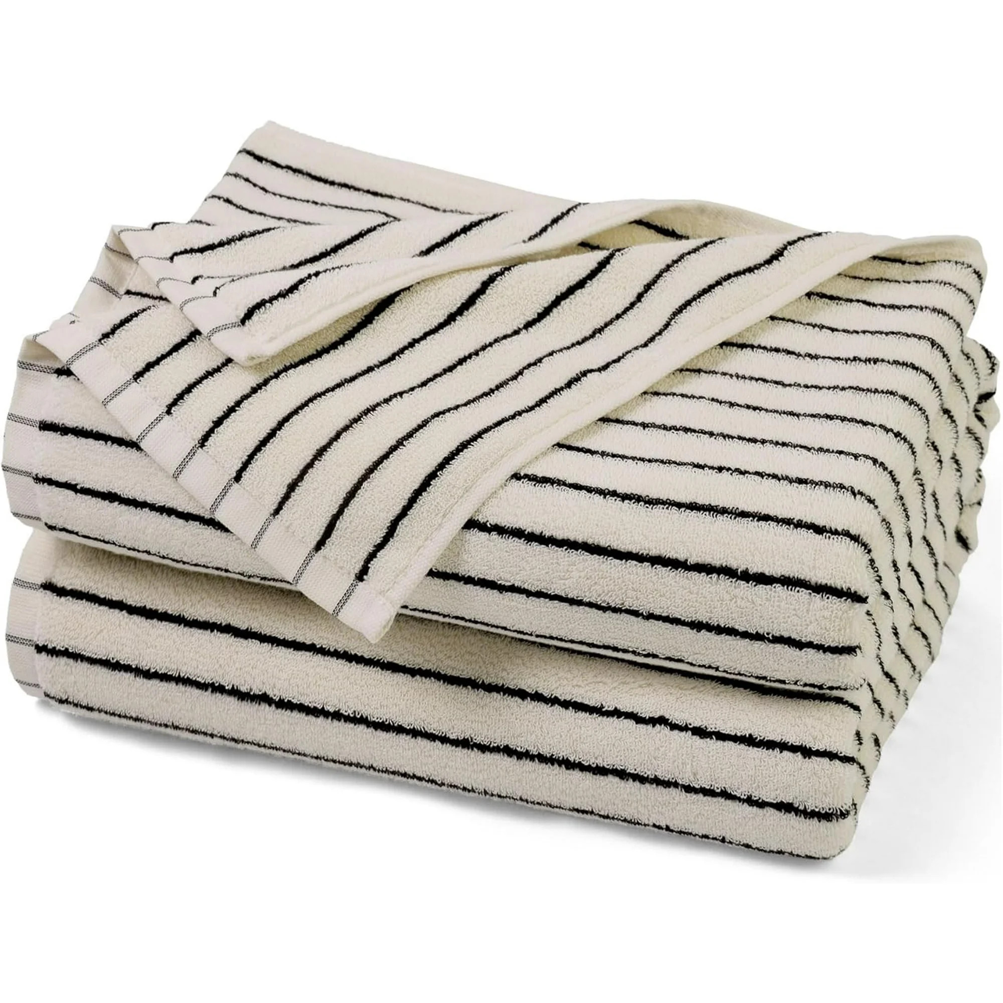 Black and White Striped Bath Towels Set of 2, Lighter & Quick Dry Towels Large 27.5 x 55 inches, ... | Walmart (US)