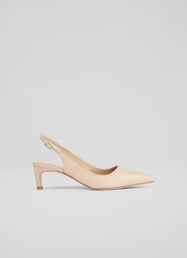 Alyssa Cream Leather Kitten Heel Slingbacks | L.K. Bennett (UK)