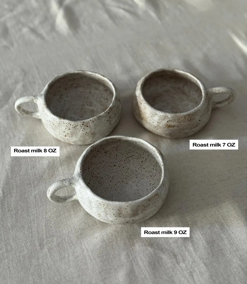 Handmade Ceramic Cappuccino Mugs and Saucer: Rustic Toasted White Nordic Cups - Etsy Canada | Etsy (US)