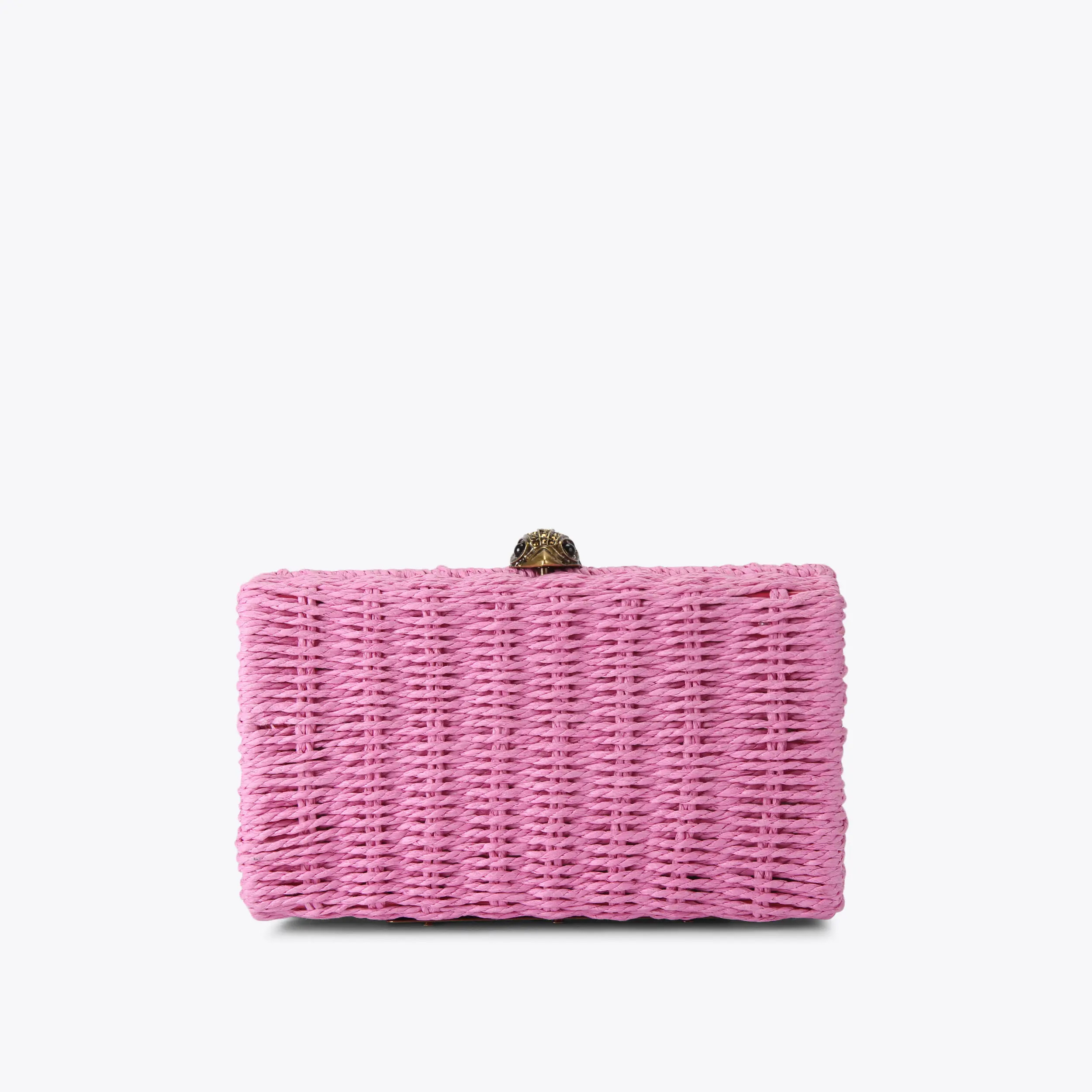 KENSINGTON CLUTCH Pink Woven Raffia Clutch Bag by KURT GEIGER LONDON | Kurt Geiger UK