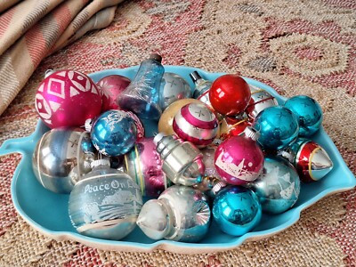 24 Vintage Shiny Brite Christmas Ornaments Various Styles Sizes, c 1950-60s | eBay US