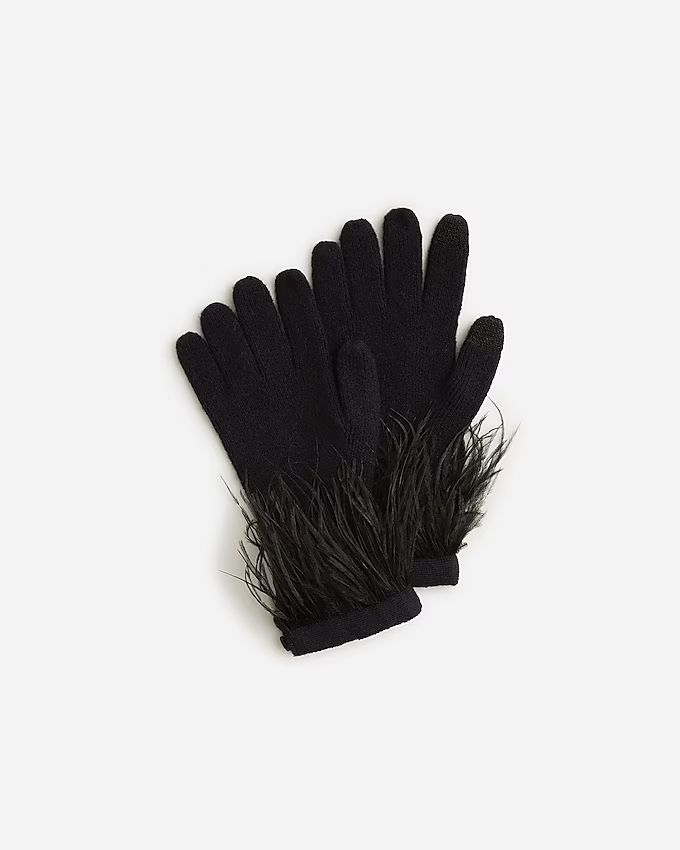 Supersoft tech-touch gloves with feathers | J.Crew US