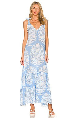 Juliet dunn V Neck Palladio Maxi Dress in Cornflower Blue from Revolve.com | Revolve Clothing (Global)