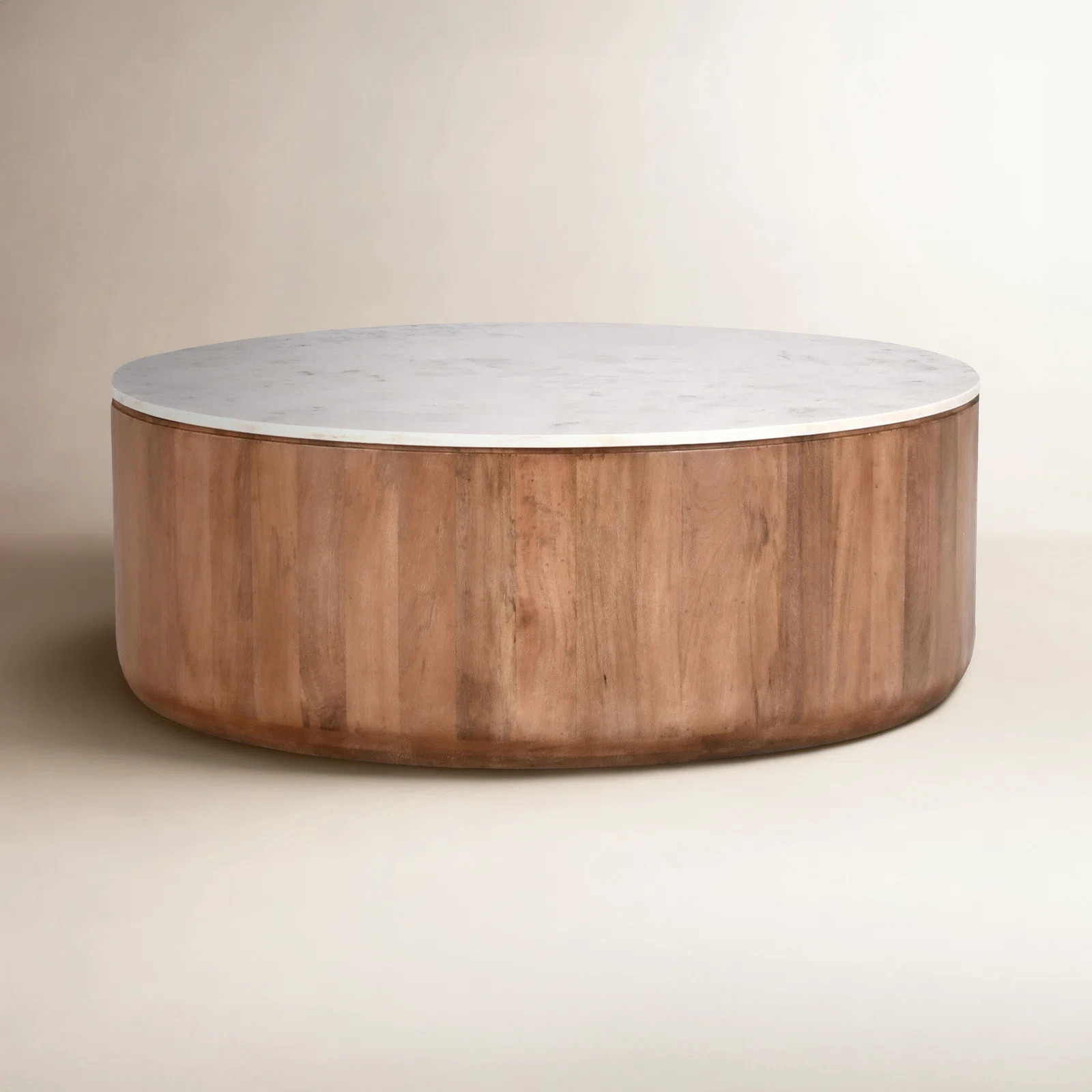 Cornelius Wood and Marble Round Coffee Table | Wayfair North America