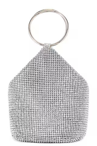 olga berg Ellie Crystal Mesh Ring Handle Bag in Silver from Revolve.com | Revolve Clothing (Global)