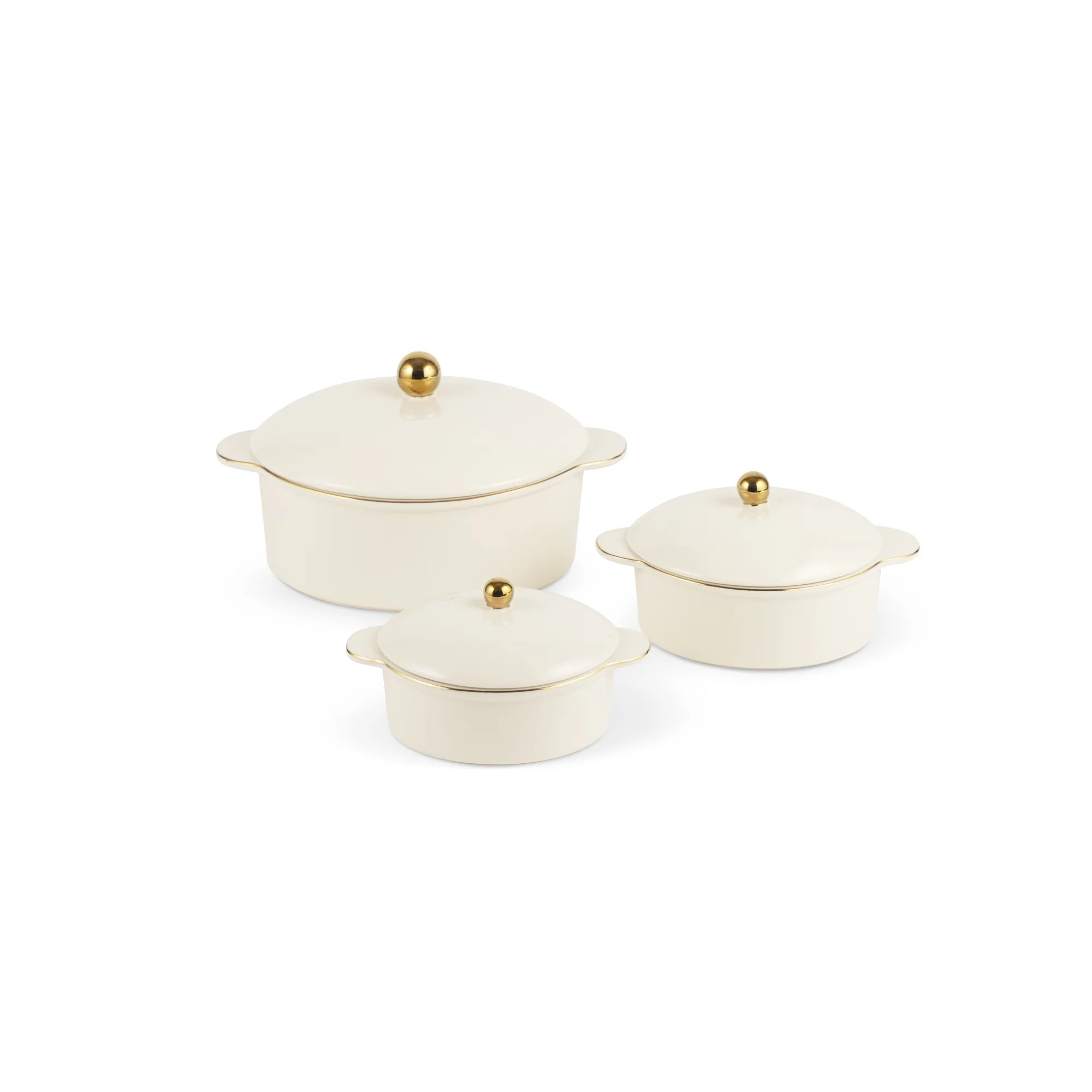 Thyme & Table 3-Piece Ceramic Casserole Set - Cream | Walmart (US)