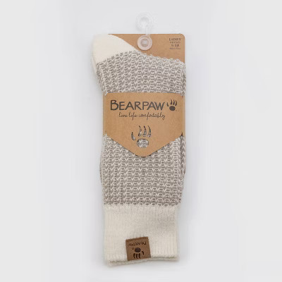 Bearpaw Women's Boot Garter Stitch Crew Socks  1pk - Vintage Khaki | Target
