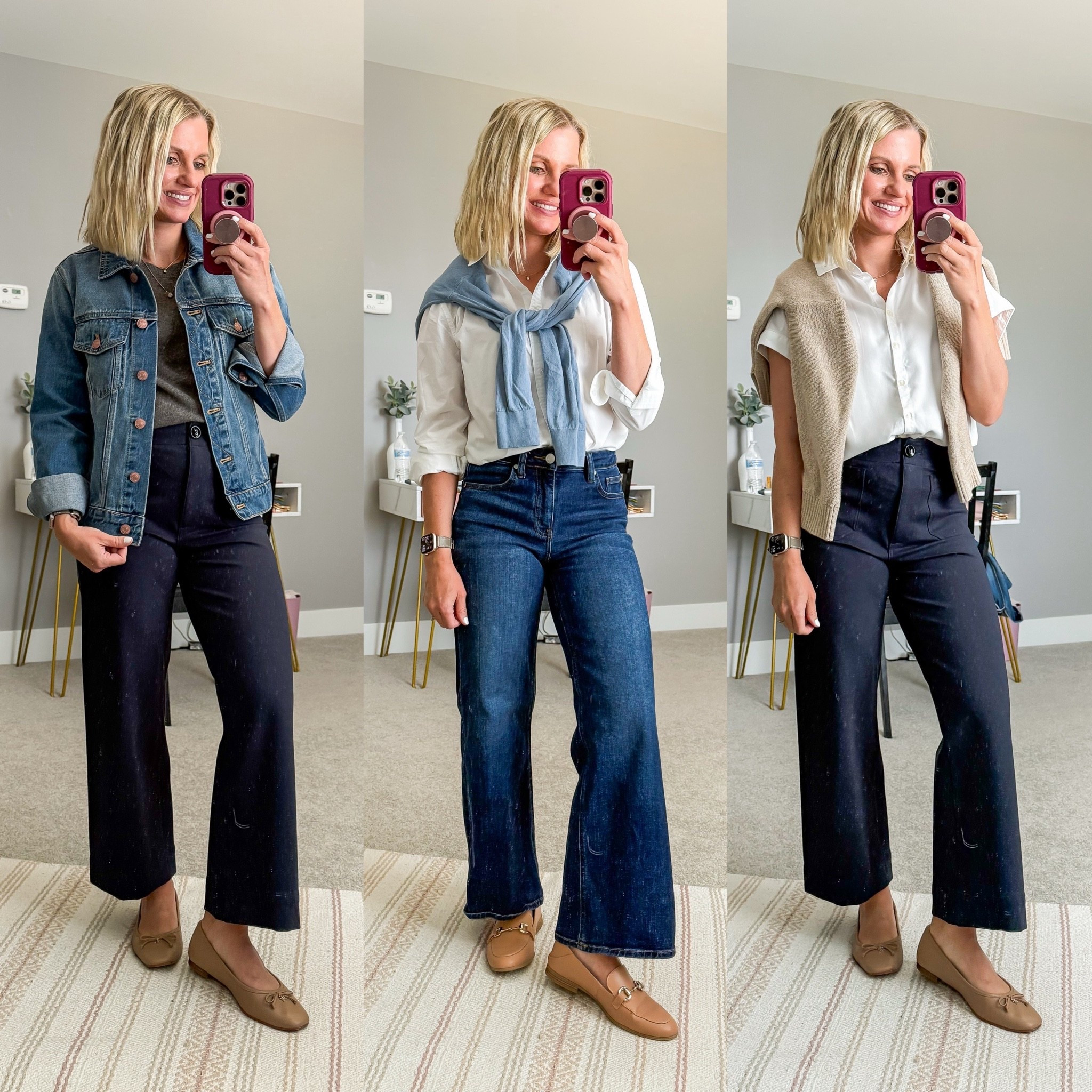 3 back-to-school teacher outfits from @Quince  #quincepartner
Sizing: 👇
Pants- 0
White Shirt- xs
Cardigan- xs
Cashmere tee- medium 
Denim jacket- xs
Long sleeve button-down- xs
Blue sweater- small
Jeans- 25/short

#LTKWorkwear #LTKOver40 #LTKPetite