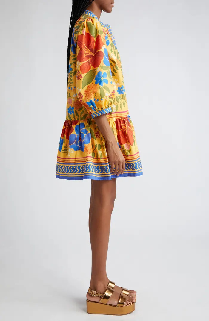 FARM Rio Floral Puff Sleeve Cotton Minidress | Nordstrom | Nordstrom