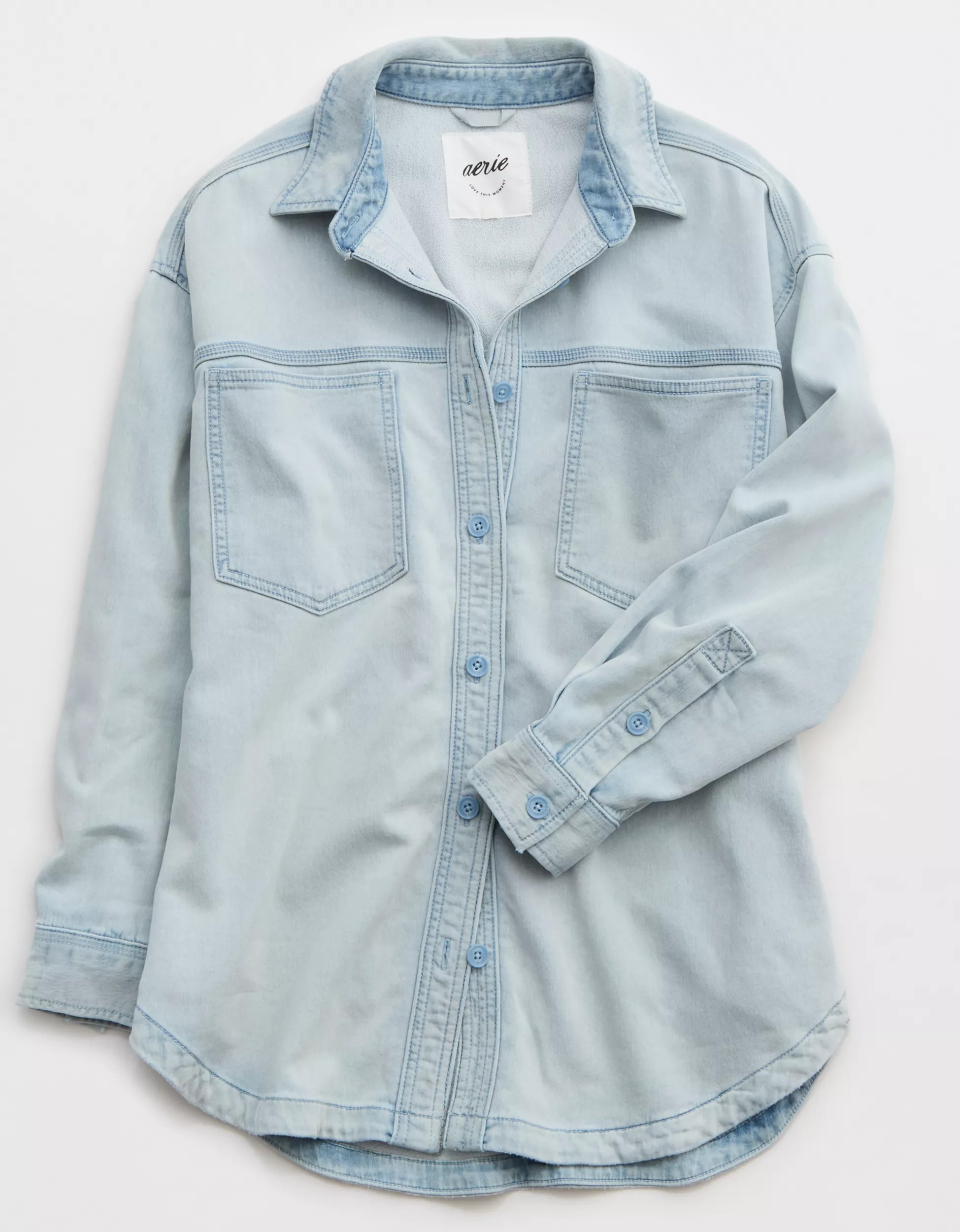 AE x Aerie Match Made In Denim Fleece Shacket | Aerie