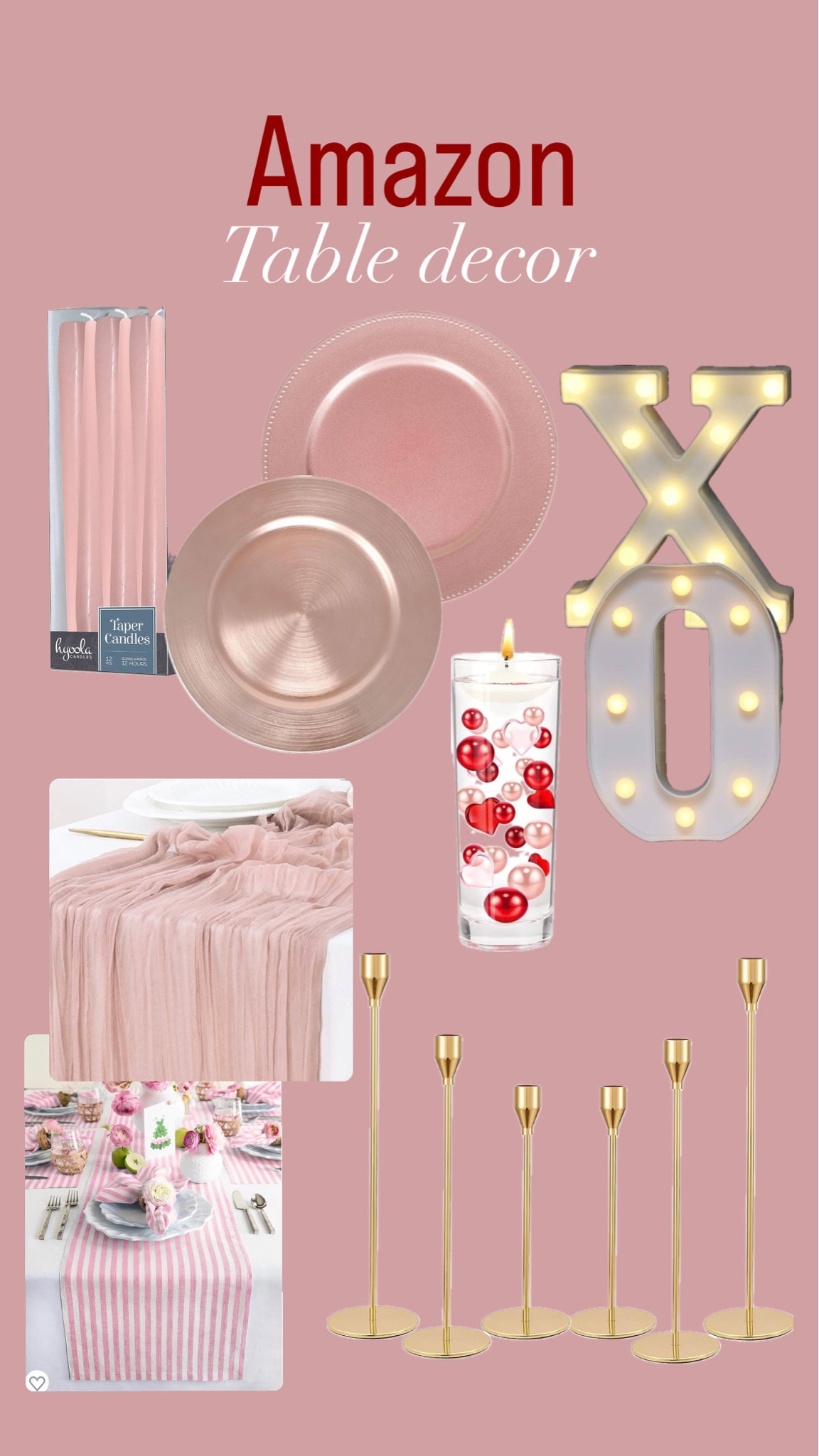Table decor! Valentines Day Table Decor. Xoxo. Candles. Table runner. Pink. Red. Galentine’s. 

#LTKhome #LTKparties 

#LTKSeasonal