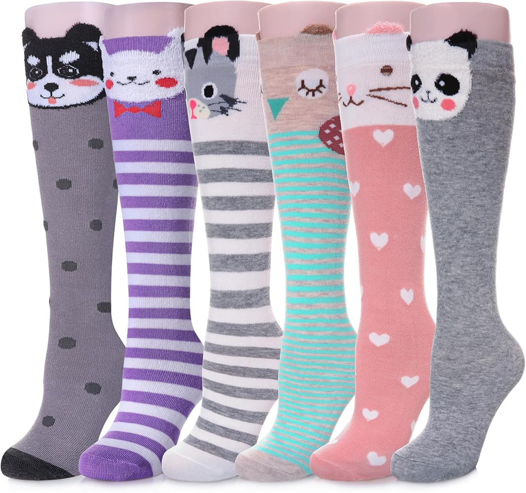 Color City Girls Knee High Socks Kids Long Boot Socks Cozy Fun Animal Warm Cotton Socks | Amazon (US)