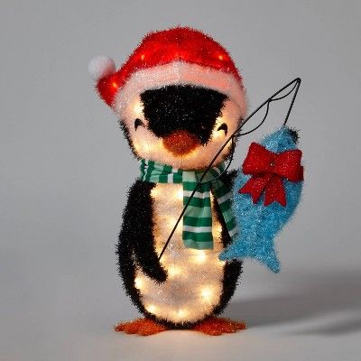 23" Tinsel Penguin with Fish Christmas Novelty Sculpture Light - Wondershop™ | Target