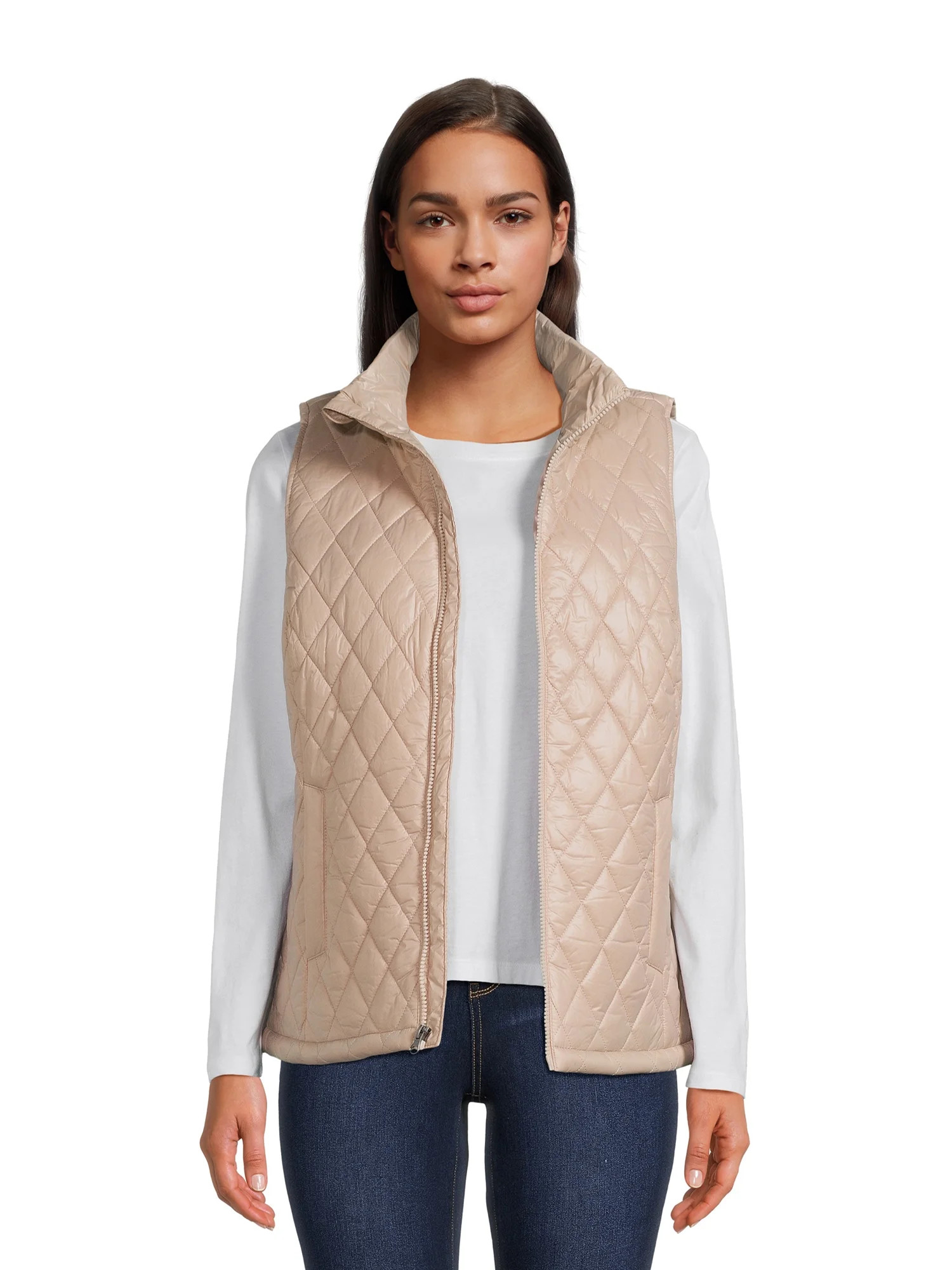 Time and Tru Women's Diamond Quilt Vest - Walmart.com | Walmart (US)