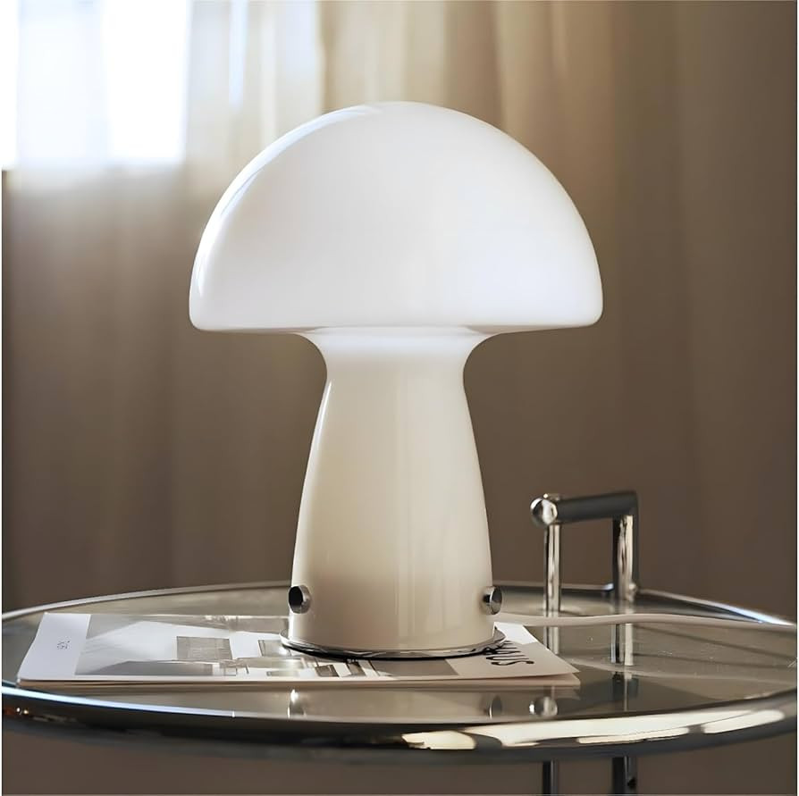 Glivpny Glass Mushroom Corded Table Lamp,Mushroom Decor Light with 3-Color Options,Small Bedside ... | Amazon (US)