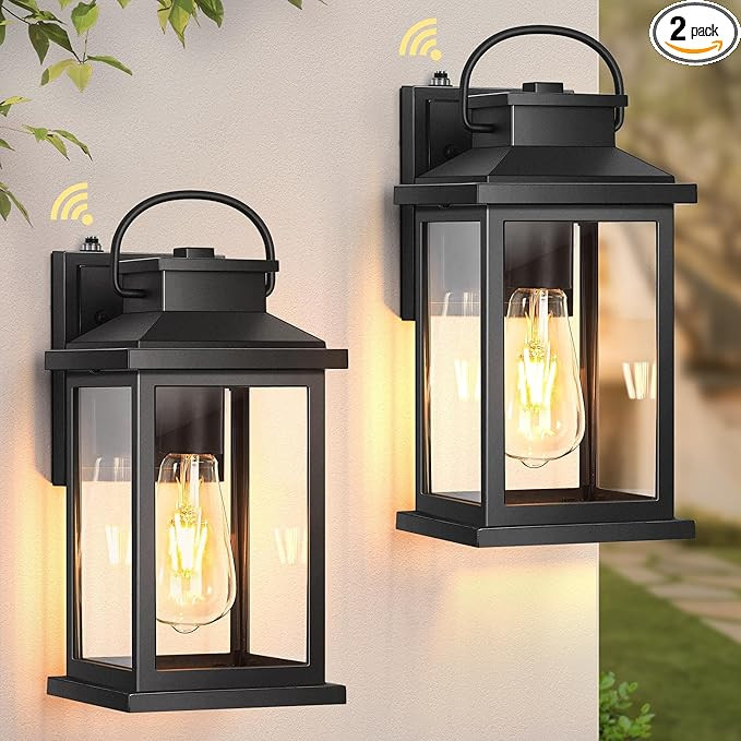 VIANIS Outdoor Wall Lantern, Modern Black Exterior Porch Lights Wall Mount Light Fixture, 100% Al... | Amazon (US)
