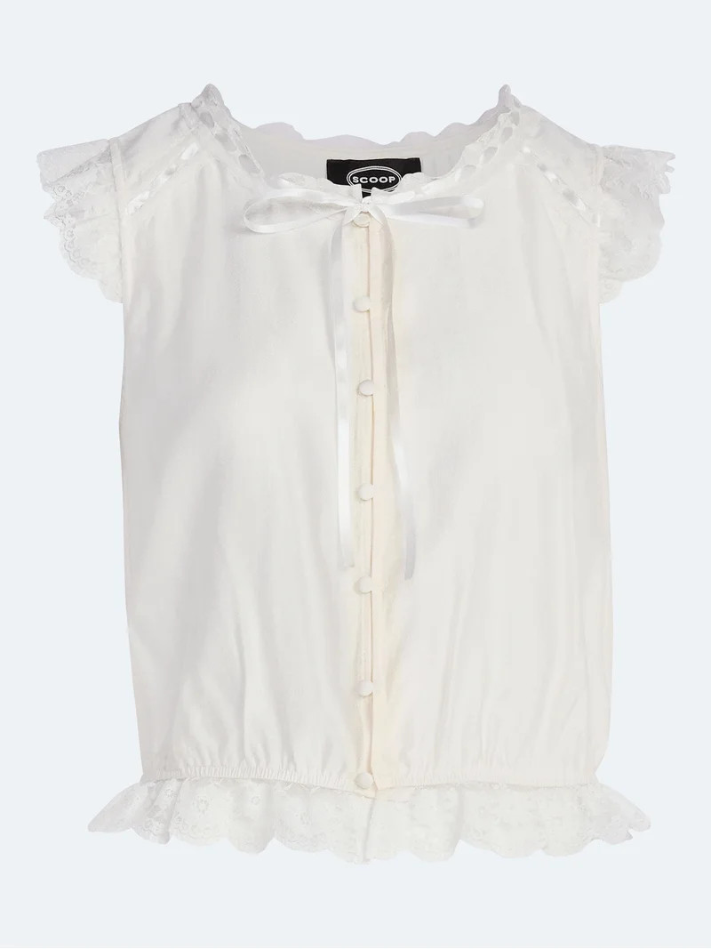 Scoop Women’s Day Lace Trim Top, Sizes XS-XXL | Walmart (US)