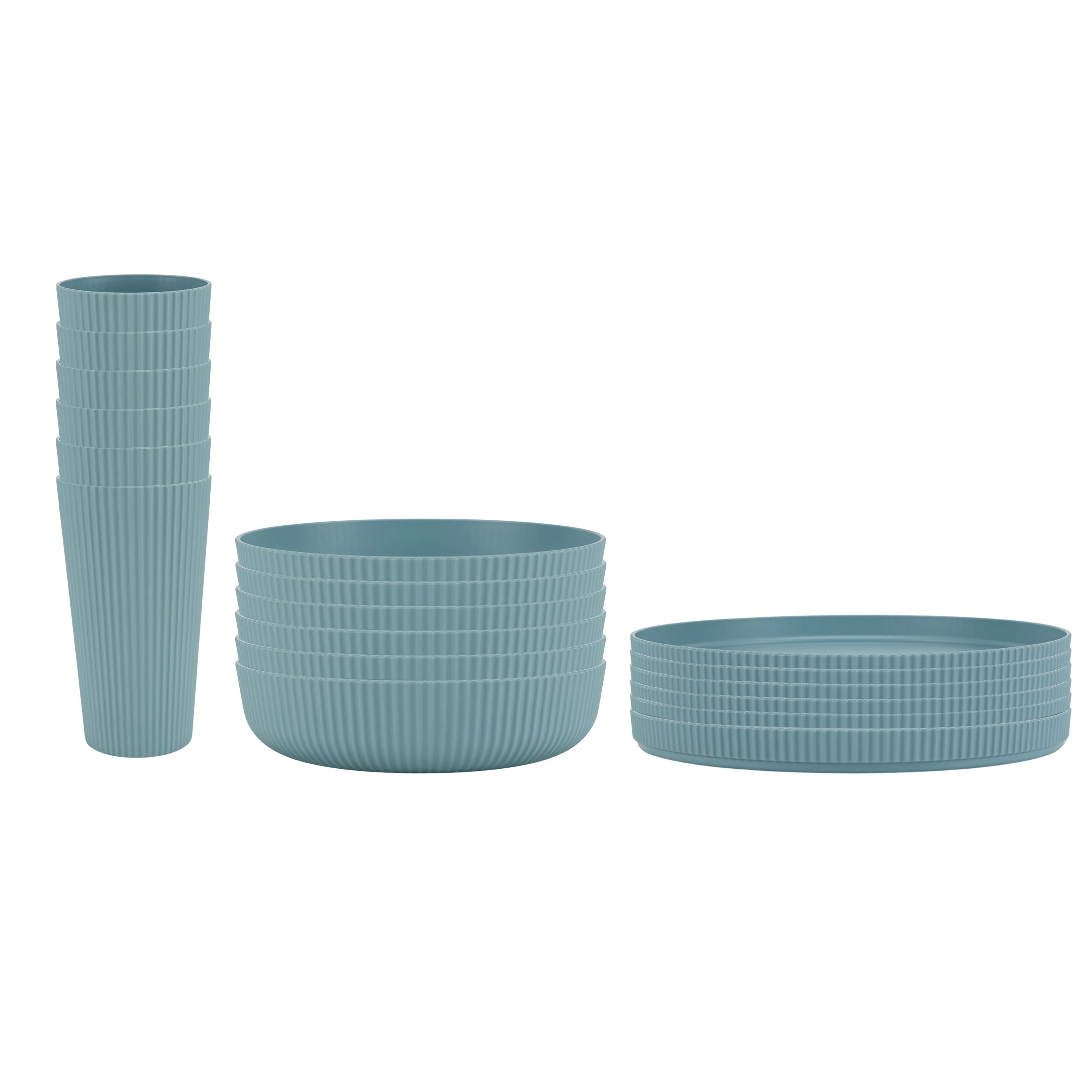 Mainstays 18-Piece Eco-Friendly Recycled Plastic Dinnerware Set, Blue | Walmart (US)