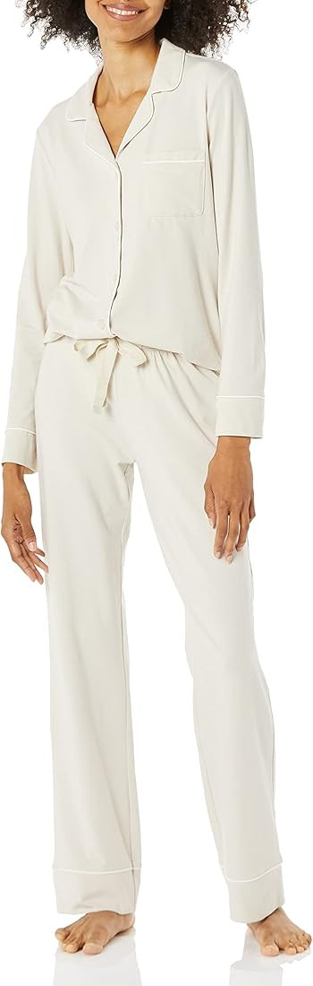 Amazon Essentials Women's Cotton Modal Long-Sleeve Shirt and Full-Length Bottom Pajama Set (Avail... | Amazon (US)