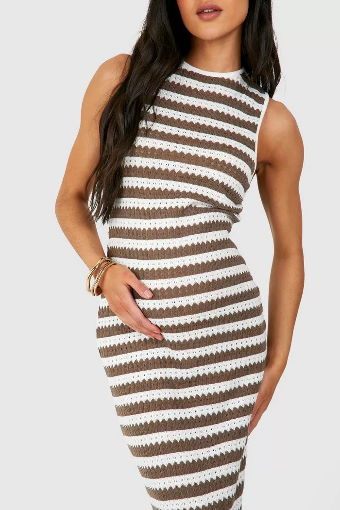 Maternity Sleeveless Crochet Maxi Beach Dress | boohoo (US & Canada)