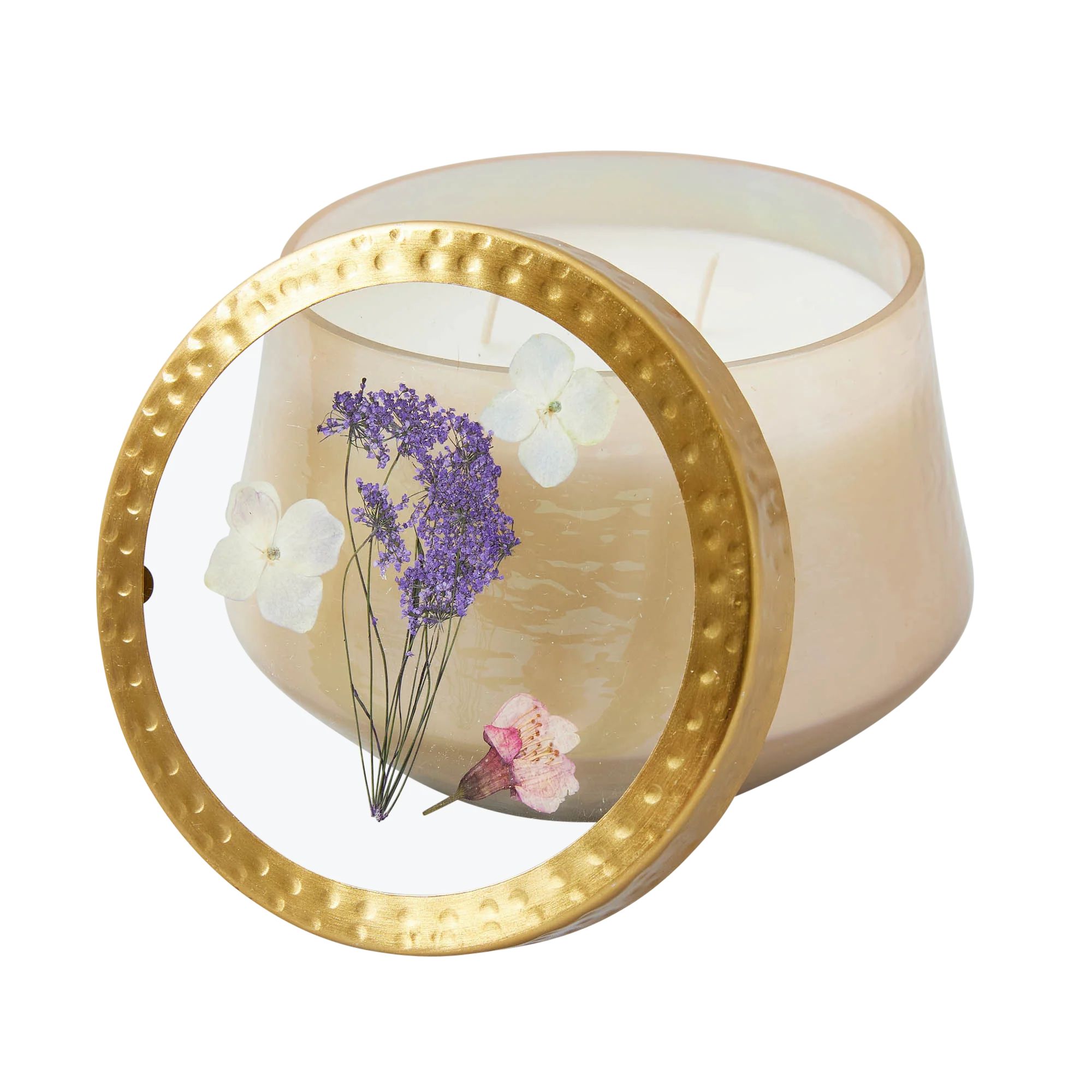 Hydrangea Large Sun Soaked Citrus Pressed Floral Candle | Rosy Rings