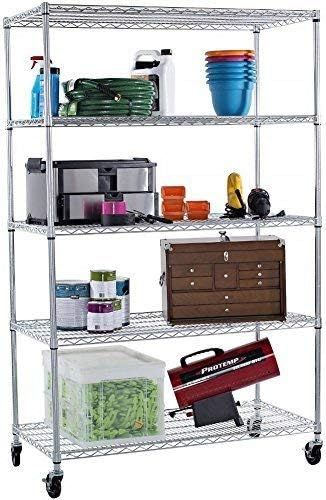 TRINITY 5-Tier NSF EcoStorage Shelving Rack with Wheels, 48 by 24 by 72-Inch, Chrome | Amazon (US)