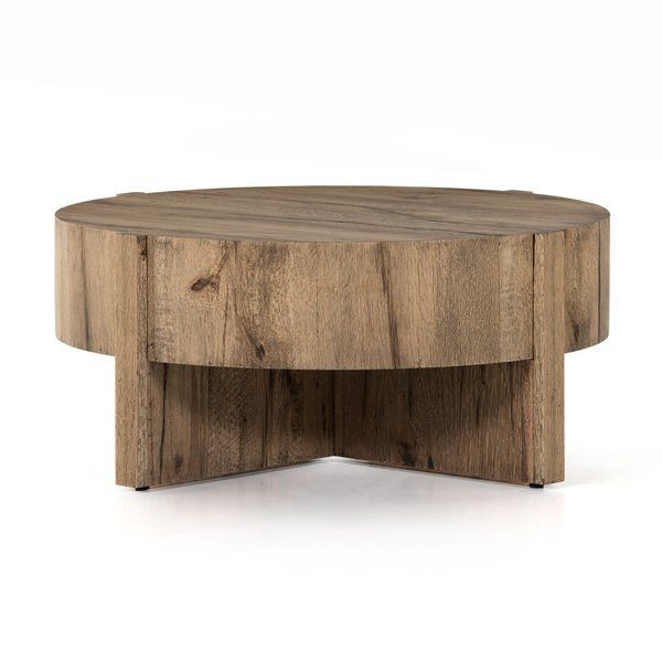 Bingham Rustic Oak Veneer Drum Coffee Table | Scout & Nimble