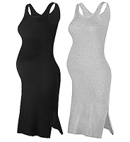 2 Pack Casual Maternity Skirt Summer Pregnancy Dress Sleeveless Side Split Midi for Pregnant Wome... | Amazon (US)