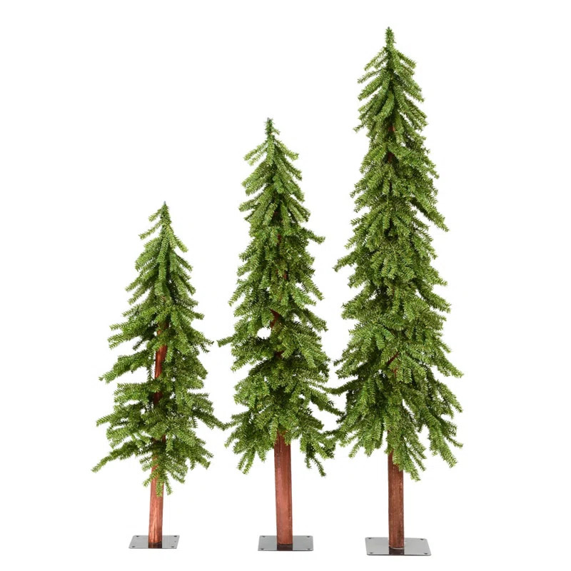 The Holiday Aisle® Natural Alpine 3 Piece Artificial Christmas Tree Set & Reviews | Wayfair | Wayfair North America