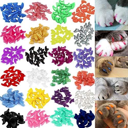 VICTHY 140pcs Cat Nail Caps, Colorful Pet Cat Soft Claws Nail Covers for Cat Claws with Glue and ... | Amazon (US)