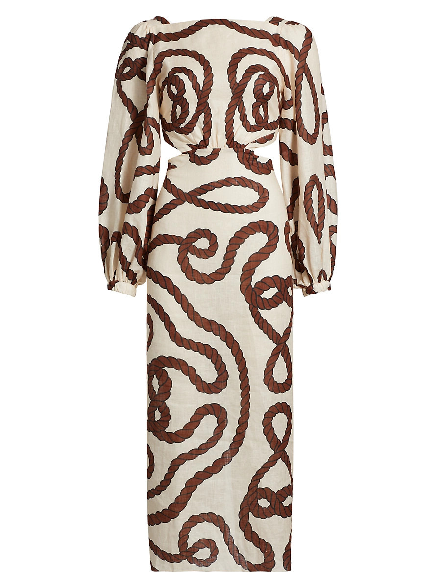 Women's Sailing Robes Linen Maxi Dress - Ecru Paprika - Size 2 | Saks Fifth Avenue