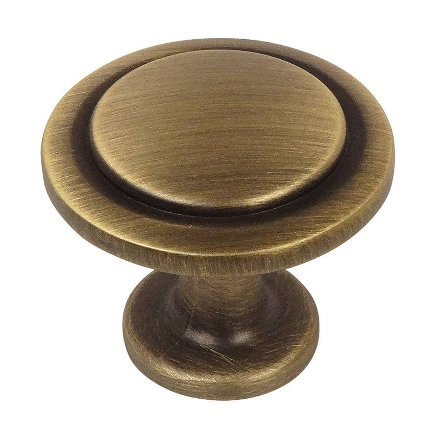 Cosmas 10 Pack 5560BAB Brushed Antique Brass Cabinet Hardware Round Knob - 1-1/4" Diameter | Amazon (US)