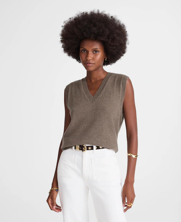 Cashmere V-Neck Sweater Vest | Madewell | Madewell