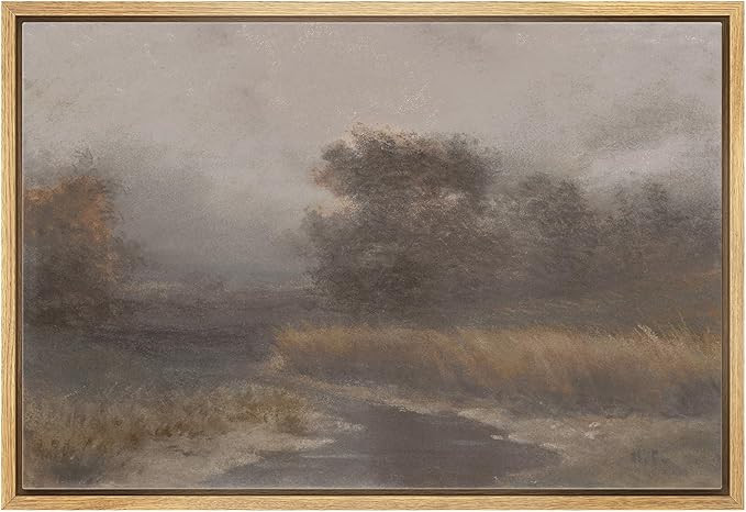 wall26 Framed Canvas Print Wall Art Foggy Field Rustic Nature Scene with Dramatic Atmosphere Illu... | Amazon (US)