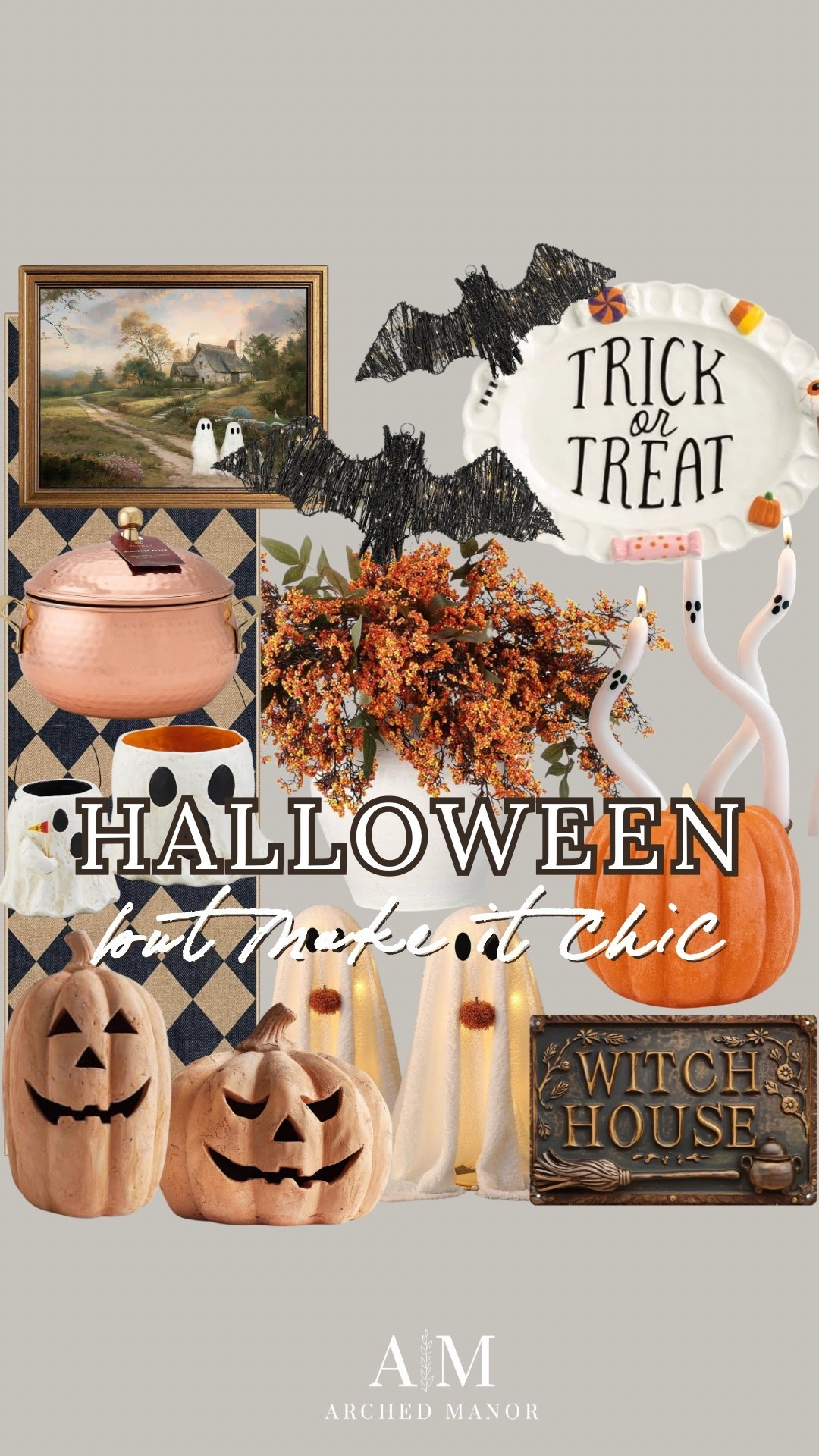 I know it’s a couple months away, but I had to round up some of my favorite Halloween decor!! I love these terracotta pumpkins and this candle is always a winner.