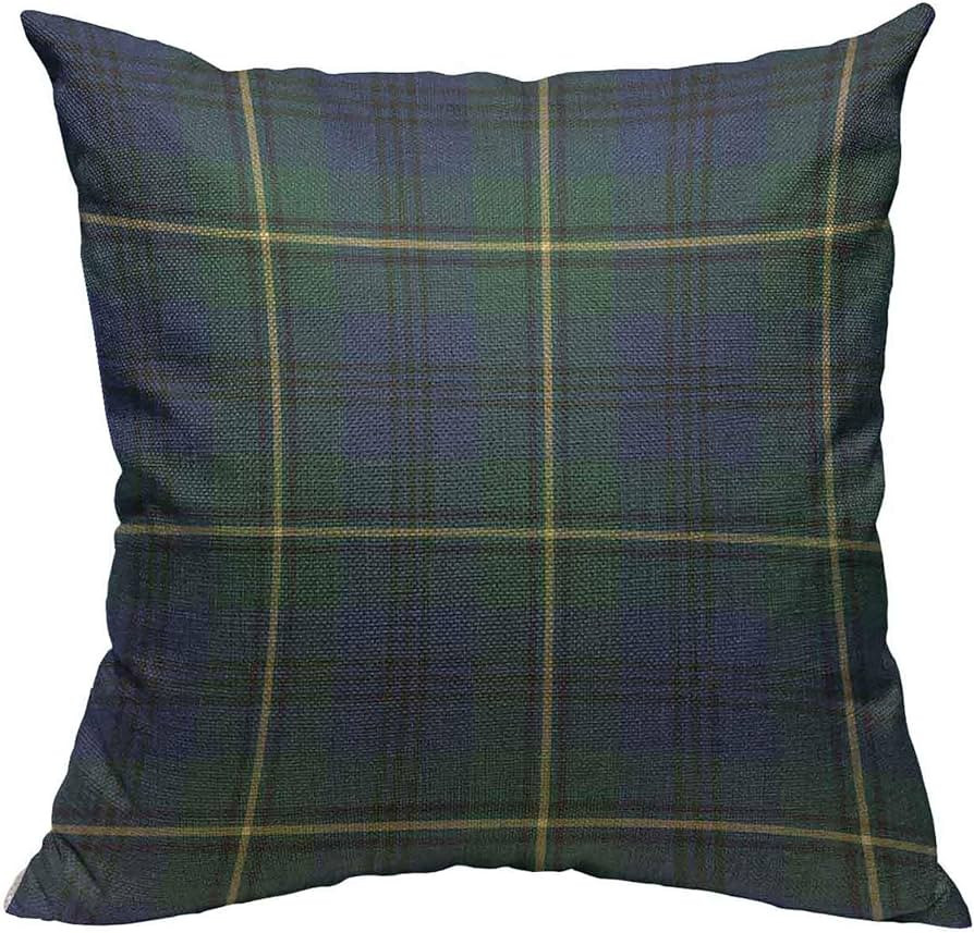 Throw Pillow Covers Yellow Locker by Johnston Clan Tartan Blue Green Plaid Scottish Cotton Linen ... | Amazon (US)