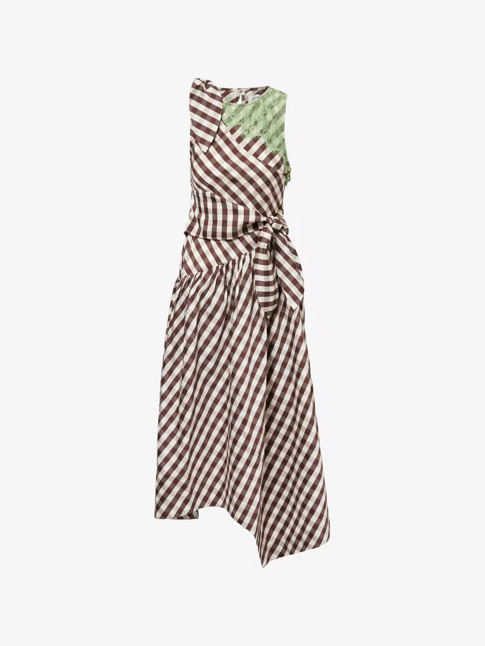 Gisele Chequered Woven Midi Dress | Selfridges