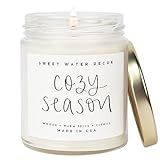 Sweet Water Decor Cozy Season Candle | Woods, Warm Spice, and Citrus Autumn Scented Soy Candles for Home | 9oz Clear Jar, 40 Hour Burn Time, Made in the USA | Amazon (US)